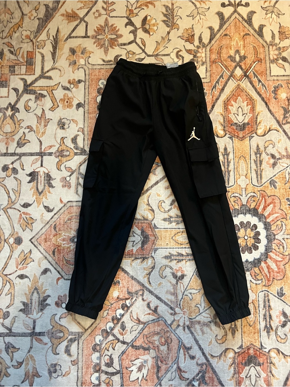 Jordan Black Cargo Joggers with White Jumpman